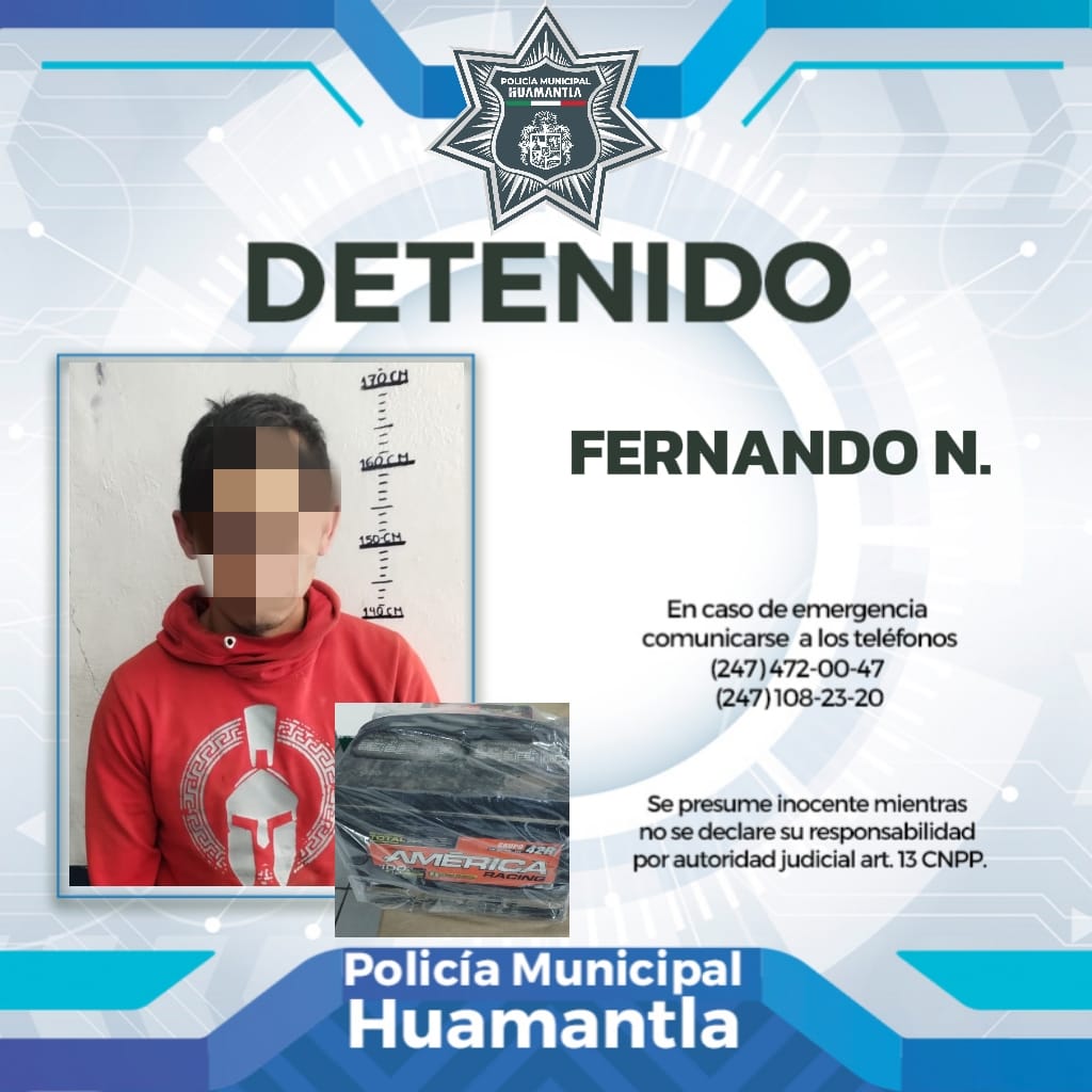 Detiene Policía de Huamantla a hombre acusado de robo de autopartes